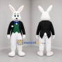 Custom White and Black Magician Bunny Mascot Costume Adult Full Body Suit for Magic Shows
