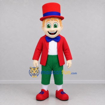 Custom Red and Green Top Hat Showman Mascot Costume Adult Full Body Suit for Carnival Events