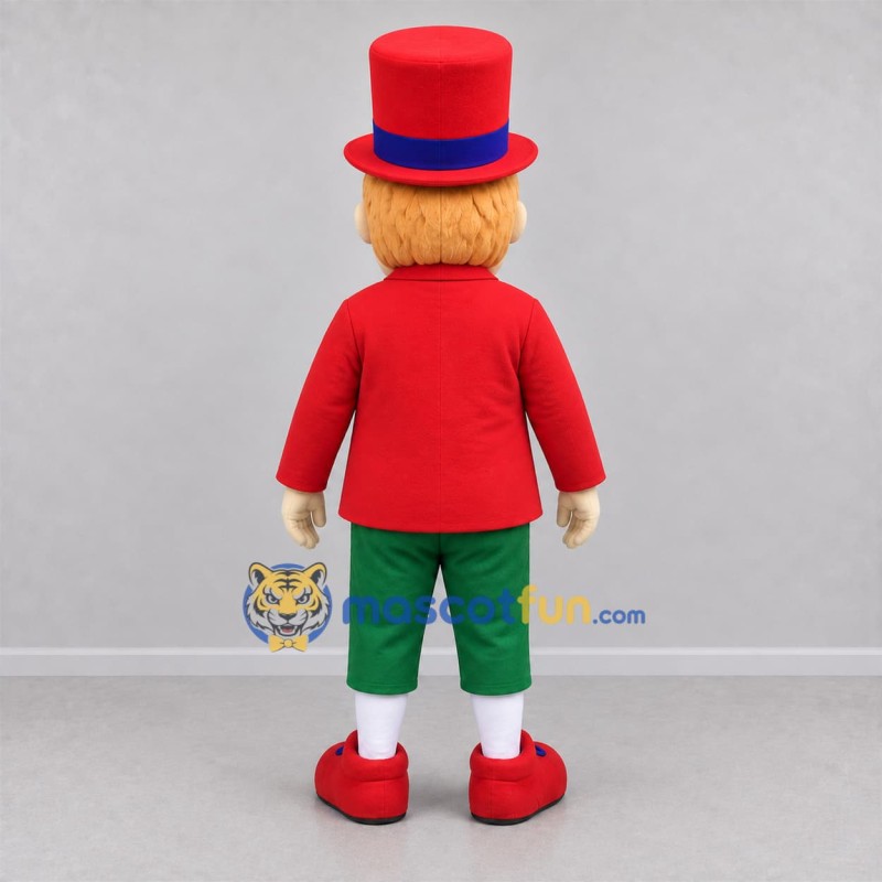 Custom Red and Green Top Hat Showman Mascot Costume Adult Full Body Suit for Carnival Events