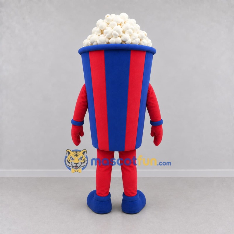Custom Red and Blue Popcorn Bucket Mascot Costume Adult Full Body Suit for Cinema Promotions
