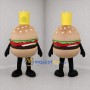 Custom Tan and Yellow Hamburger King Mascot Costume Adult Full Body Suit for Restaurant Promotions