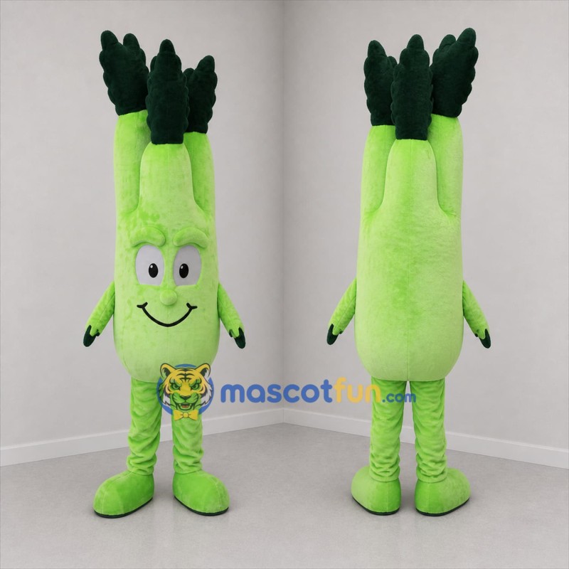 Custom Green Celery Mascot Costume Adult Full Body Suit for Farmers Markets