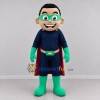 Custom Blue and Green Superhero Boy Mascot Costume Adult Full Body Suit for School Events