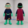 Custom Blue and Green Superhero Boy Mascot Costume Adult Full Body Suit for School Events