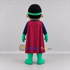 Custom Blue and Green Superhero Boy Mascot Costume Adult Full Body Suit for School Events
