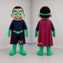 Custom Blue and Green Superhero Boy Mascot Costume Adult Full Body Suit for School Events