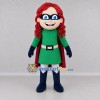 Custom Green and Red Superhero Girl Mascot Costume Adult Full Body Suit for School Events