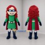 Custom Green and Red Superhero Girl Mascot Costume Adult Full Body Suit for School Events