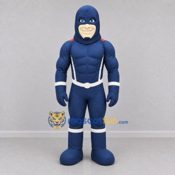 Custom Blue and White Superhero Mascot Costume Adult Full Body Suit for Community Events