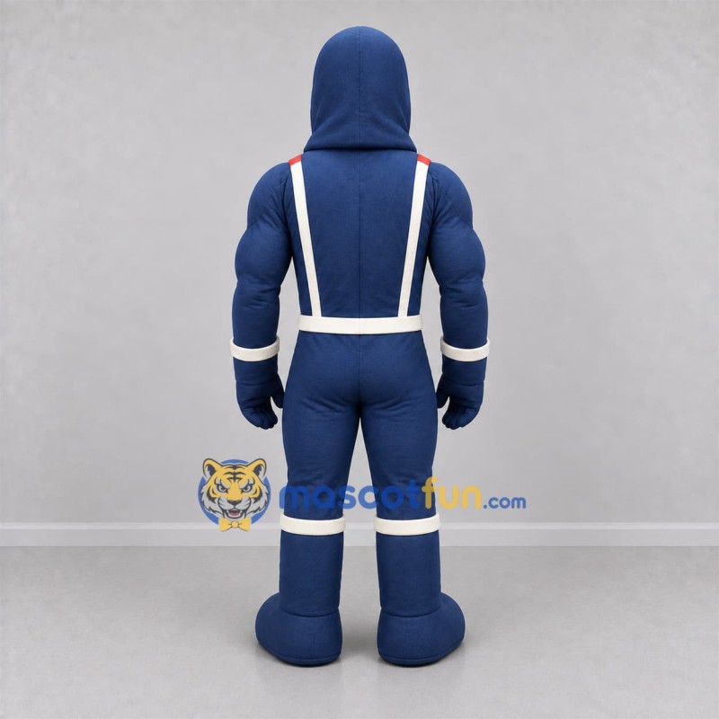 Custom Blue and White Superhero Mascot Costume Adult Full Body Suit for Community Events