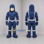 Custom Blue and White Superhero Mascot Costume Adult Full Body Suit for Community Events