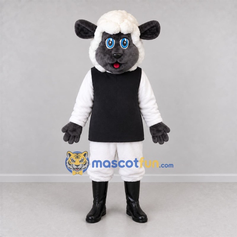 Custom Black and White Sheep Mascot Costume Adult Full Body Suit for Farm Events