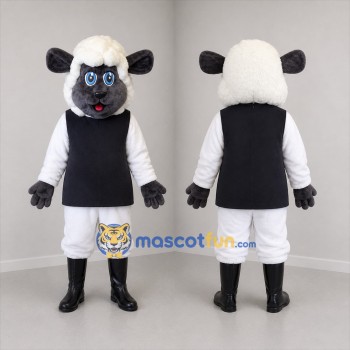 Custom Black and White Sheep Mascot Costume Adult Full Body Suit for Farm Events