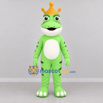 Custom Green and Gold Frog Prince Mascot Costume Adult Full Body Suit for Fairytale Events