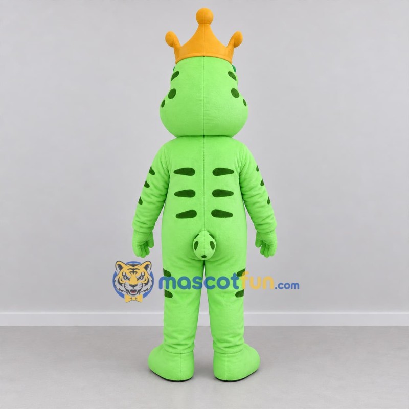Custom Green and Gold Frog Prince Mascot Costume Adult Full Body Suit for Fairytale Events