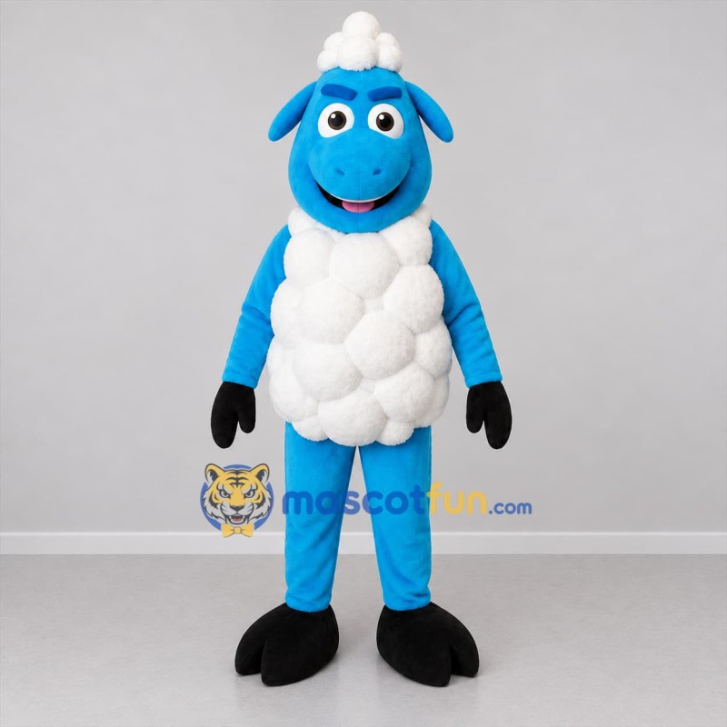 Custom Blue and White Sheep Mascot Costume Adult Full Body Suit for Farm Events