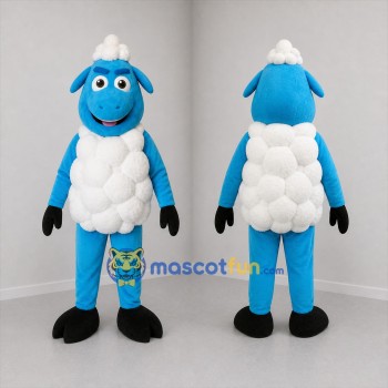 Custom Blue and White Sheep Mascot Costume Adult Full Body Suit for Farm Events
