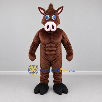 Custom Brown Boar Mascot Costume Adult Full Body Suit for Sports Events