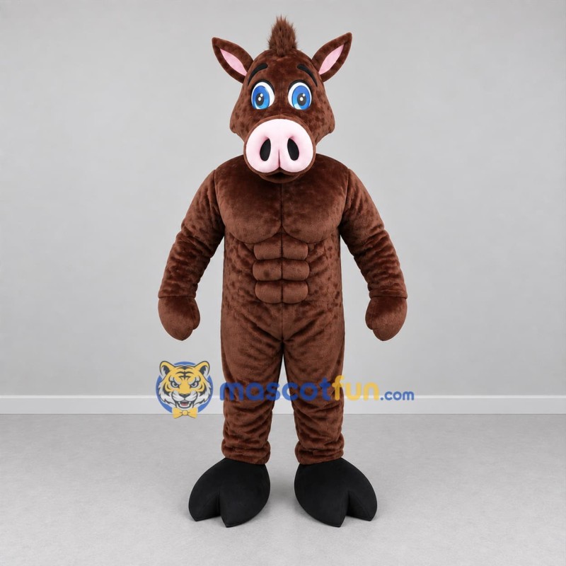 Custom Brown Boar Mascot Costume Adult Full Body Suit for Sports Events