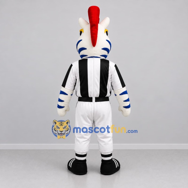 Custom White and Blue Zebra Referee Mascot Costume Adult Full Body Suit for Sports Events