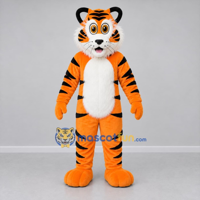 Custom Orange and Black Tiger Mascot Costume Adult Full Body Suit for School Events