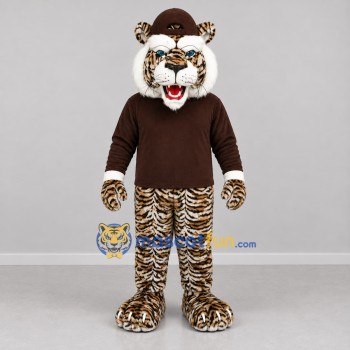 Custom Brown and White Tiger Mascot Costume Adult Full Body Suit for Community Events
