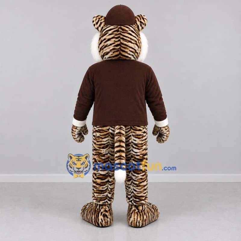 Custom Brown and White Tiger Mascot Costume Adult Full Body Suit for Community Events