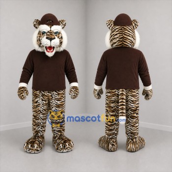 Custom Brown and White Tiger Mascot Costume Adult Full Body Suit for Community Events