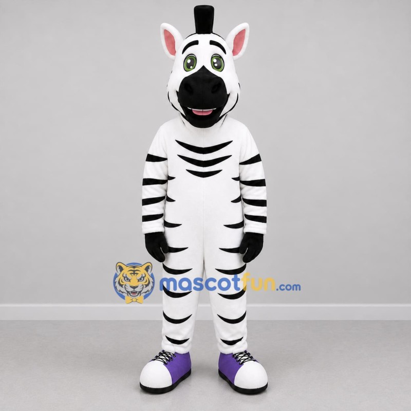 Custom Black and White Zebra Mascot Costume Adult Full Body Suit for School Events