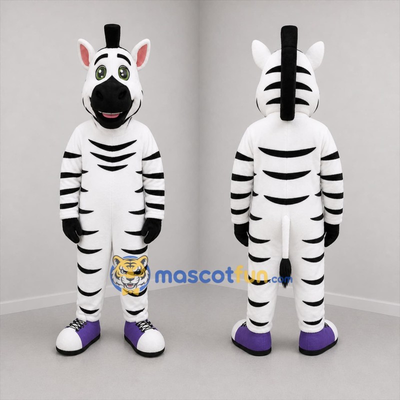 Custom Black and White Zebra Mascot Costume Adult Full Body Suit for School Events