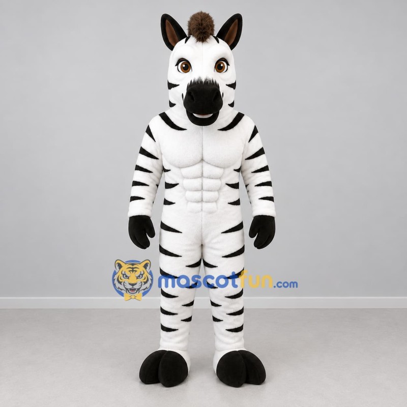 Custom Black and White Zebra Mascot Costume Adult Full Body Suit for Sports Events