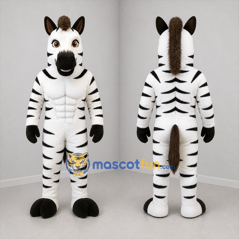 Custom Black and White Zebra Mascot Costume Adult Full Body Suit for Sports Events