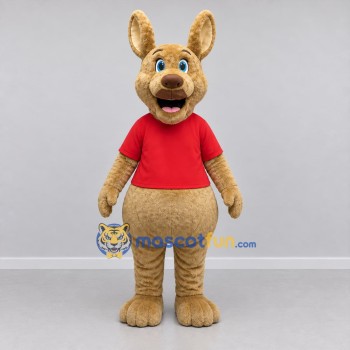 Custom Tan and Red Long-Eared Animal Mascot Costume Adult Full Body Suit for School Events