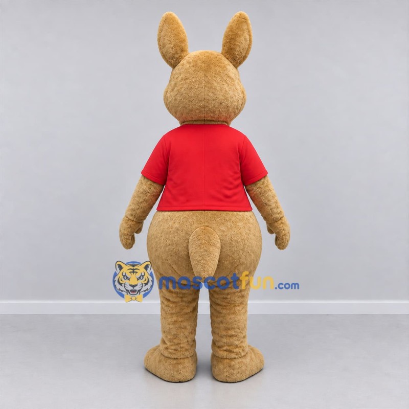 Custom Tan and Red Long-Eared Animal Mascot Costume Adult Full Body Suit for School Events