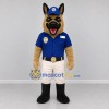 Custom Tan and Blue Police Dog Mascot Costume Adult Full Body Suit for Community Events