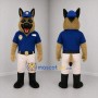 Custom Tan and Blue Police Dog Mascot Costume Adult Full Body Suit for Community Events