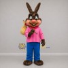 Custom Brown and Pink Bunny Mascot Costume Adult Full Body Suit for Storytelling Events