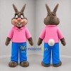 Custom Brown and Pink Bunny Mascot Costume Adult Full Body Suit for School Events
