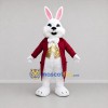 Custom White and Red Magician Bunny Mascot Costume Adult Full Body Suit for Magic Shows