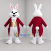 Custom White and Red Magician Bunny Mascot Costume Adult Full Body Suit for Magic Shows