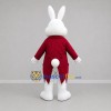 Custom White and Red Magician Bunny Mascot Costume Adult Full Body Suit for Magic Shows