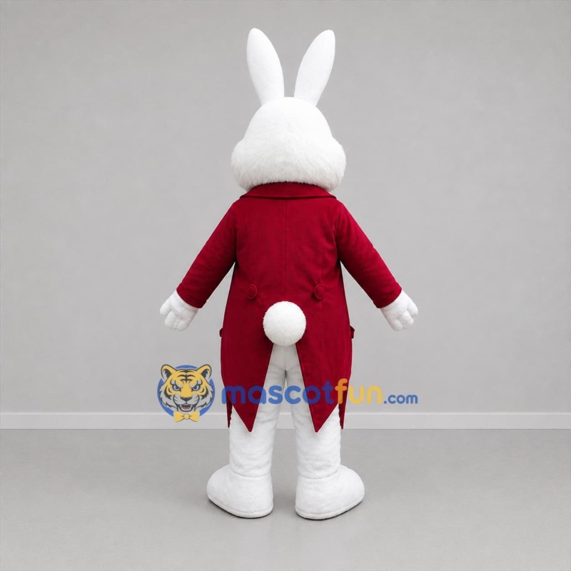 Custom White and Red Magician Bunny Mascot Costume Adult Full Body Suit for Magic Shows