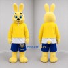 Custom Yellow and Blue Bunny Mascot Costume Adult Full Body Suit for School Events
