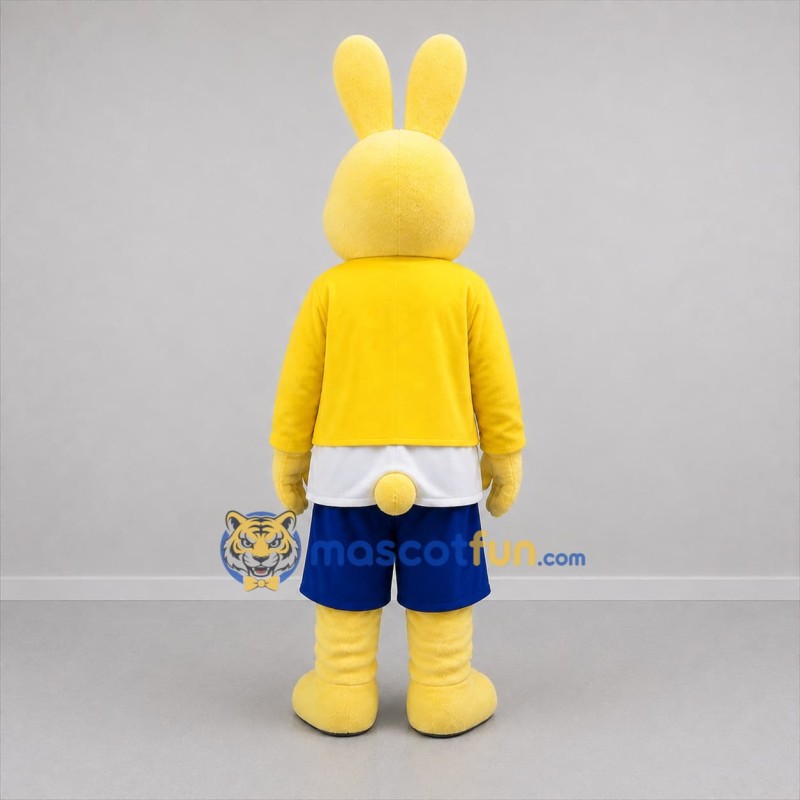 Custom Yellow and Blue Bunny Mascot Costume Adult Full Body Suit for School Events
