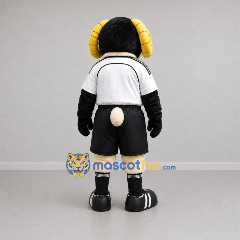 Custom Black and White Ram Mascot Costume Adult Full Body Suit for Soccer Games