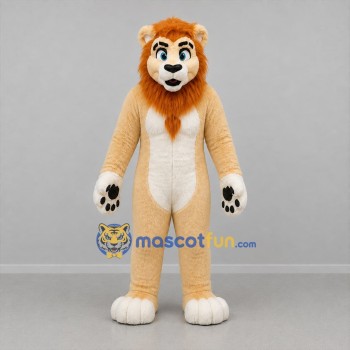 Custom Tan and Orange Lion Mascot Costume Adult Full Body Suit for Zoo Events