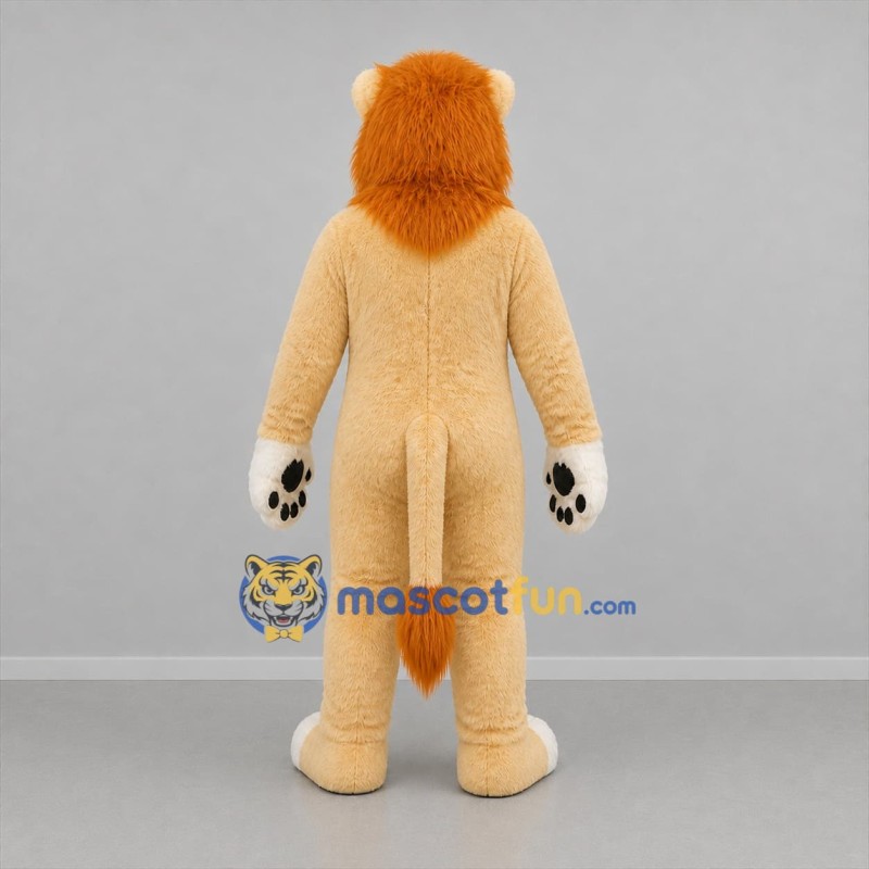 Custom Tan and Orange Lion Mascot Costume Adult Full Body Suit for Zoo Events