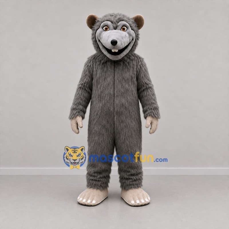 Custom Gray Rat Mascot Costume Adult Full Body Suit for School Events