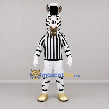 Custom Black and White Zebra Referee Mascot Costume Adult Full Body Suit for Sports Events