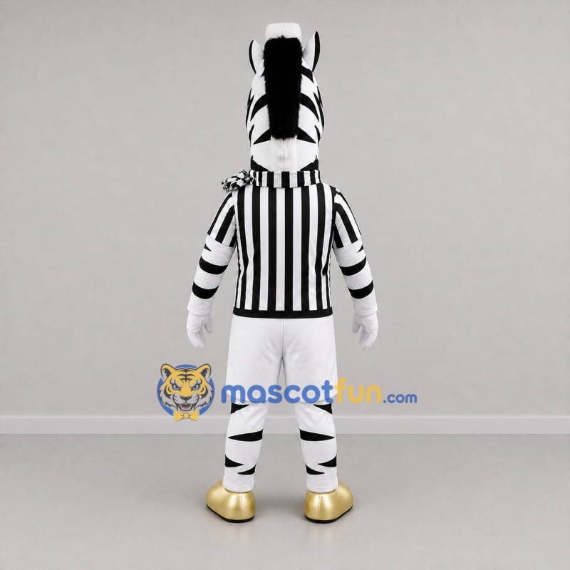 Custom Black and White Zebra Referee Mascot Costume Adult Full Body Suit for Sports Events